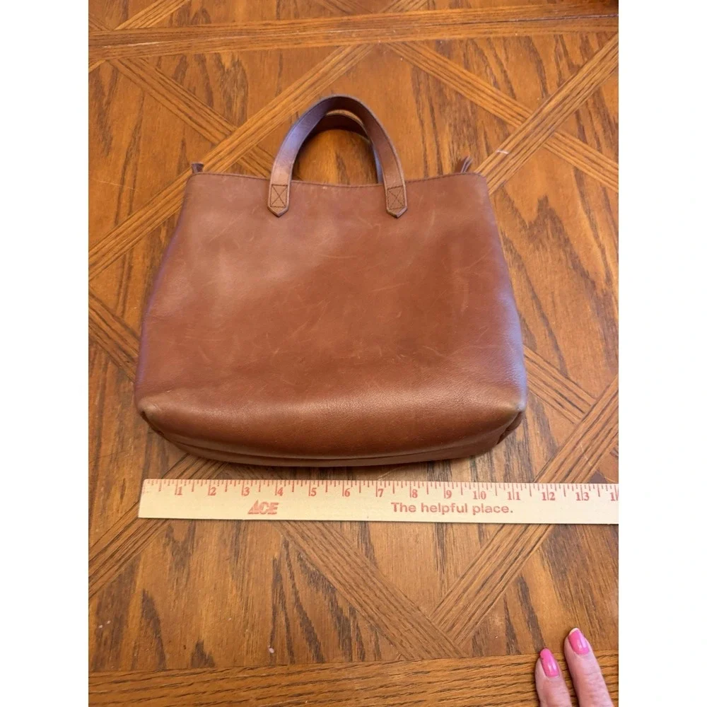 Madewell Leather Medium Size Tote Bag Brown Purse Handbag Basic No Big Strap